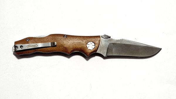 Walther AFW 2, Messer mit Holzgriff und Lederholster