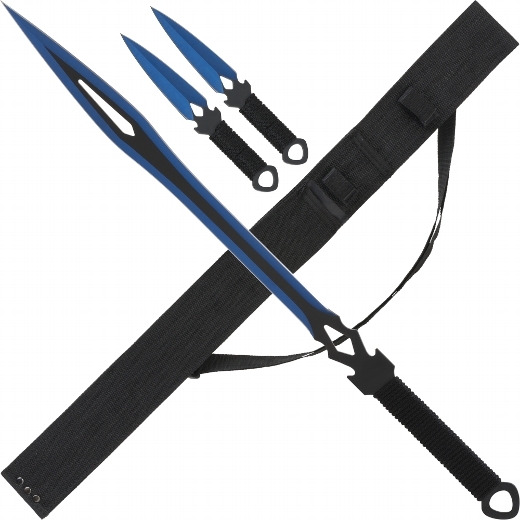 Rückenschwert mit 2 Dolchen, schwarz/ blau, ab 18 J