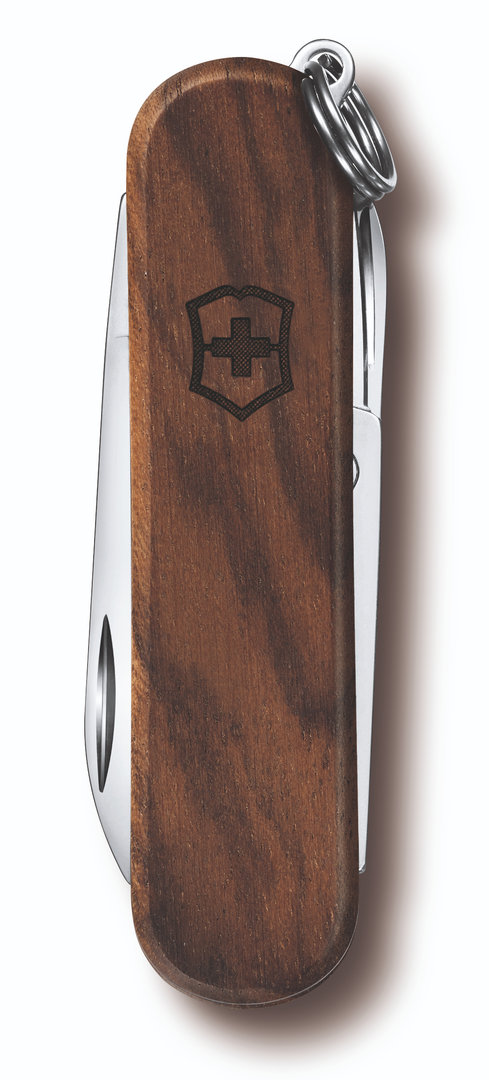 Victorinox Classic SD Wood, Taschenmesser, Multifunktional-Messer, Holzbeschallung, ab 18J
