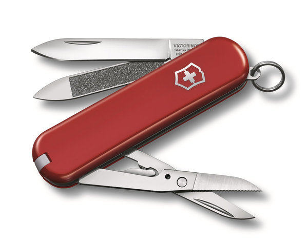 Victorinox Executive 81, kleines Taschenmesser, Multifunktional-Messer mit 7 Funktionen, rot
