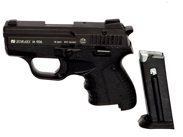 Zoraki 906, schwarz 9 mm P.A. Knall, frei ab 18 Jahren, kleine Gas-Signal Pistole