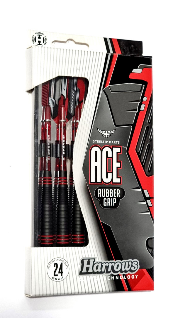 HARROWS Ace 24 g  Steeltip- Darts mit Gummigriff, 3 Dartpfeile in Box
