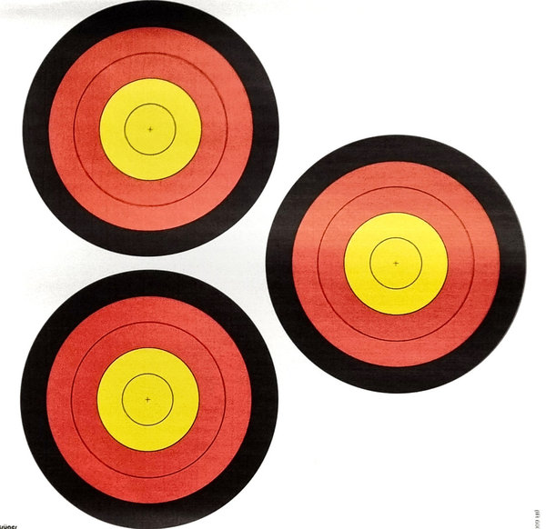 Zielscheibenauflage FITA Triangel Auflage 40 cm mit Nylon-Fäden, schwarz-rot-gelb