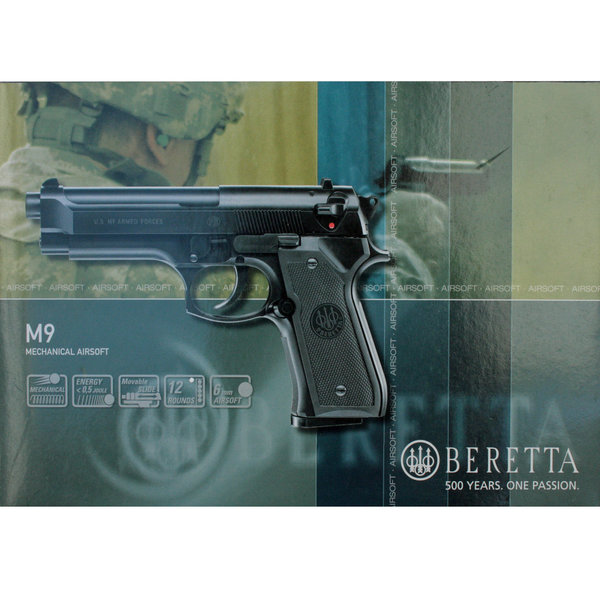 Beretta M9 World Defender 6 mm BB Airsoft Federdruck, 0,5 Joule
