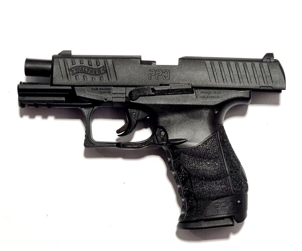 Walther PPQ   6 mm BB Airsoft Federdruck Pistole, PSS, schwarz-matt Schlitten, 0,5 Joule, ab 14 J.
