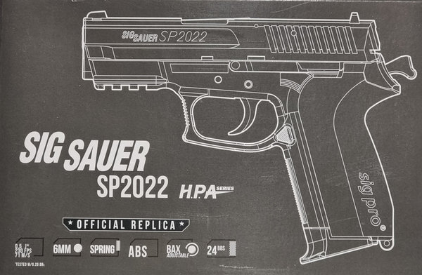 Sig Sauer SP2022 H.P.A.Federdruck Airsoft, 0,5 Joule, Kal. 6 mm, ab 14 J.