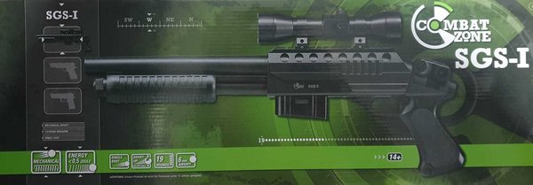 Combat Zone SGS-1 Airsoft 0,5 Joule, Federdruck Gewehr, 6 mm, schwarz, ab 14 J.