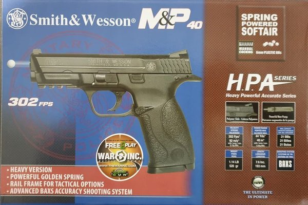 Smith&Wesson M&P40 , 6 mm Federdruck Airsoft Pistole, 0,5 Joule, schwarz, ab 14 J.