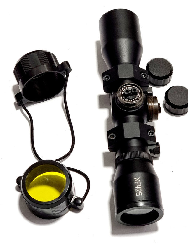 X-Scope Zielfernrohr 4x32 Inkl. Montageringe zur Befestigung an 11mm oder 19 mm (Grösse wählbar)