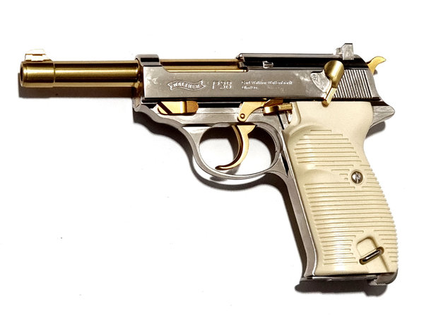 Walther P38 Gold Limited Edition 4,5 mm (.177) BB Luftpistole CO2, Blow Back, 3 Joule