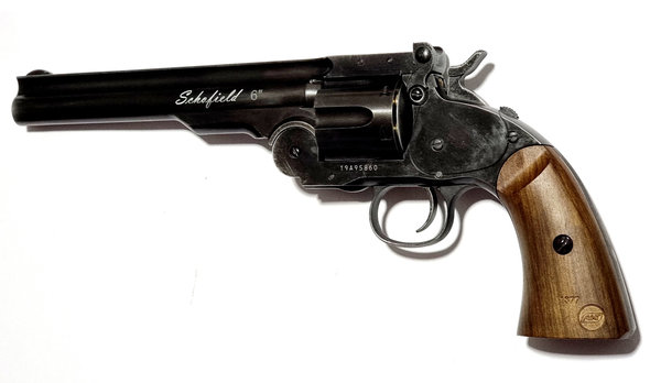 Schofield 6'' Revolver Aging black 6mm,  2,0 Joule, Co2 Non Blow Back