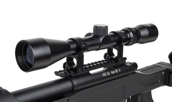GSG 4410 Sniper 6 mm Federdruck Airsoft Gewehr,1,7 Joule, Set inkl. ZF 3-9x40 und  Zweibein, ab 18 J