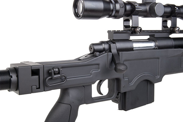 GSG 4412 Sniper-Set  1,6 Joule 6 mm inkl. ZF 3-9x40,  Zweibein, Tragegurt, Speedloader