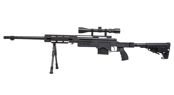 GSG 4412 Sniper-Set  1,6 Joule 6 mm inkl. ZF 3-9x40,  Zweibein, Tragegurt, Speedloader