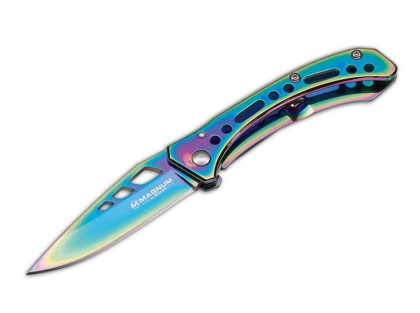 Taschenmesser Magnum Rainbow III, Kleines Taschenmesser mit Clip, 440A, Griff in Regenbogenfarben