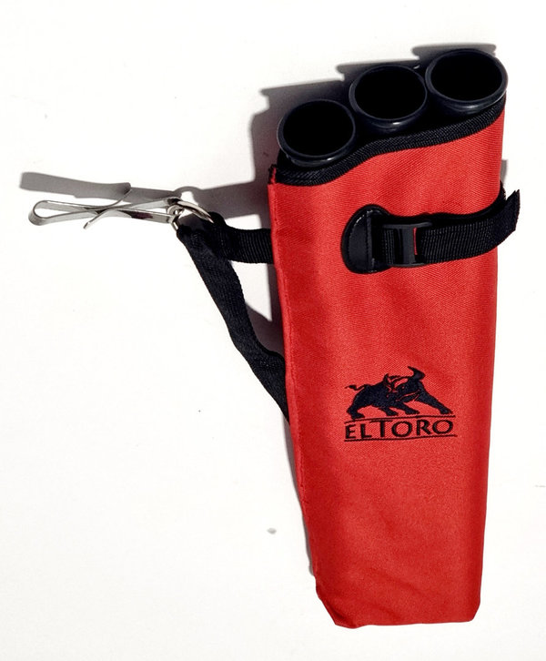EL TORO Seitenköcher Base mit 3 Röhren, mit Schlüsselring und Gürtelclip, rot