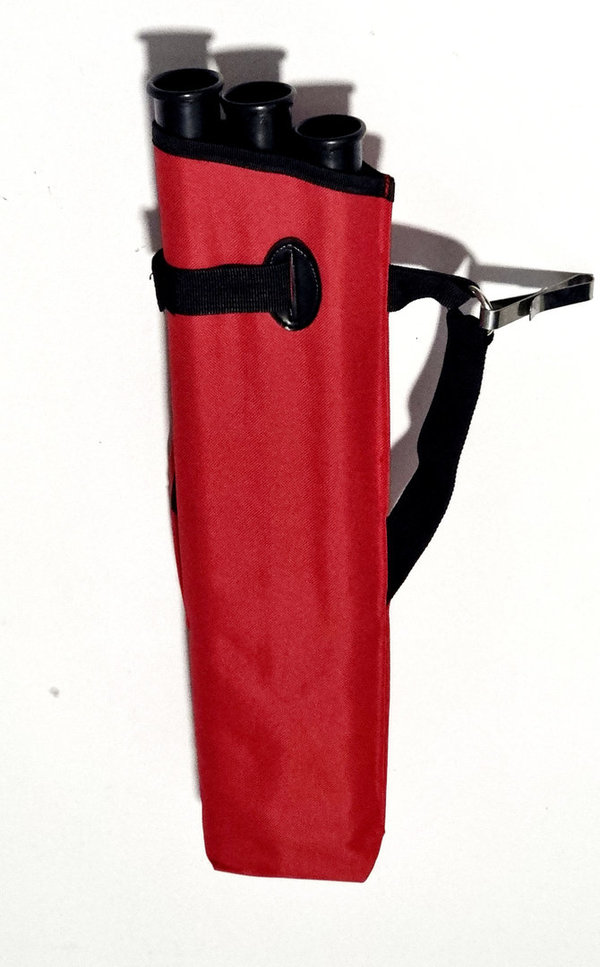 EL TORO Seitenköcher MIDI mit 3 Röhren und aufgesetzte  Tasche mit Reißverschluss, rot/ schwarz