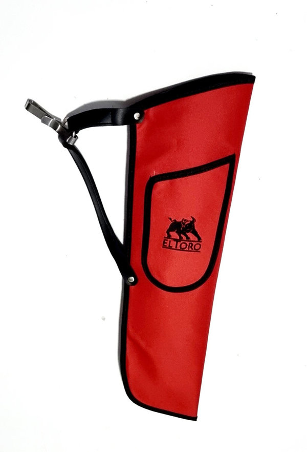 EL TORO Base Seitenköcher mit aufgesetzter Tasche für Rechtshändler, rot/schwarz