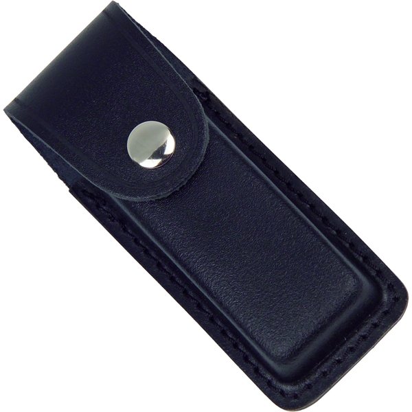 Lederetui für Taschenmesser, schwarz mit Druckknopf