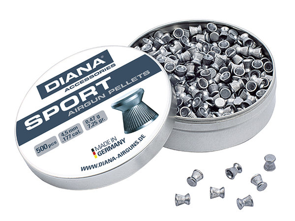 Diana Sport Match Flachkopf geriffelt Diabolo 4,5mm, 500 Stück