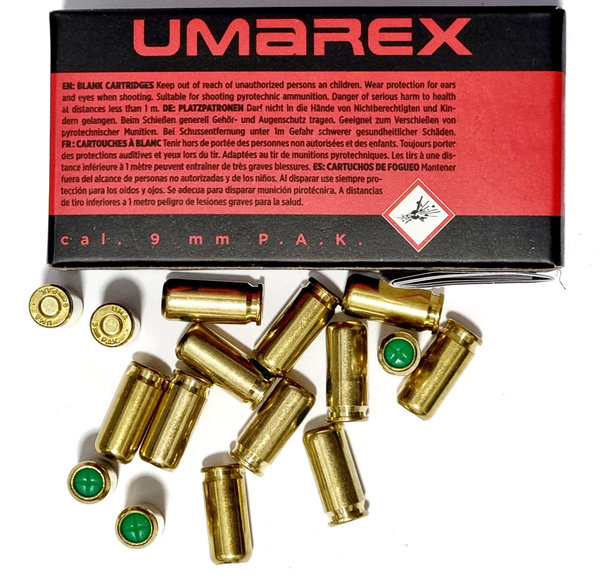 Umarex  9 mm P.A., Platzpatronen, Messinghülse, 50 Stück