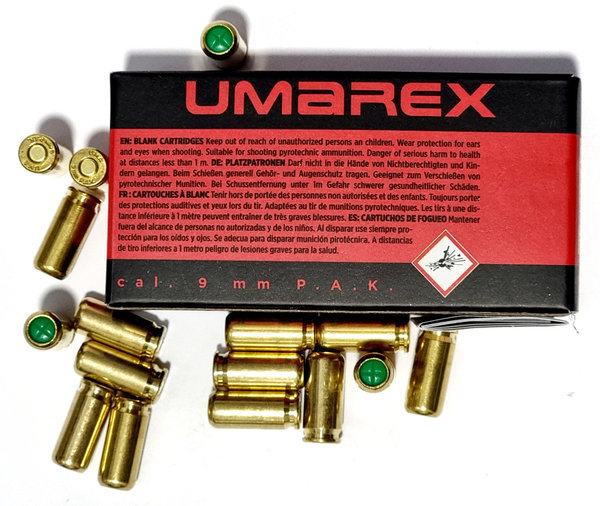 Umarex  9 mm P.A., Platzpatronen, Messinghülse, 50 Stück