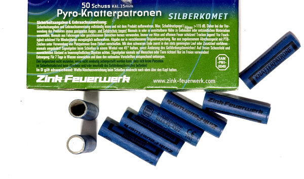 PYRO-Knatterpatronen mit Silberkomet, 15mm, 50er, Feuerwerk, 18+