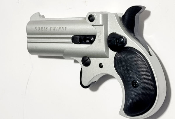 Noris Twinny Derringer, Kal. 9 mm/ .380 Knall, Gas Signal Revolver bicolor/ vernickelt