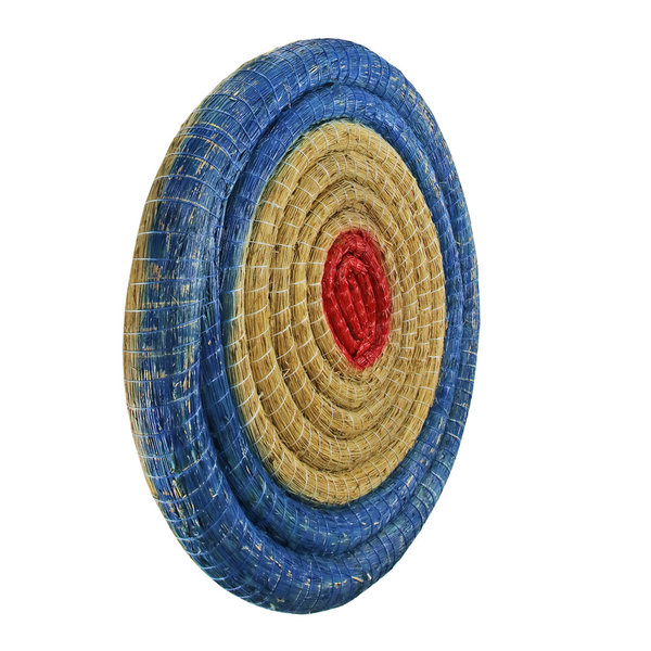 Strohscheibe Deluxe rund - Zielscheibe - blau-natur-rot, 60cm x 5cm - bis 20 lbs
