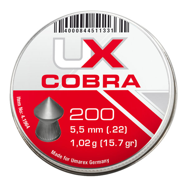 UX Cobra 5,5 mm (.22) - Dose mit 200 Schuss Airgun Munition
