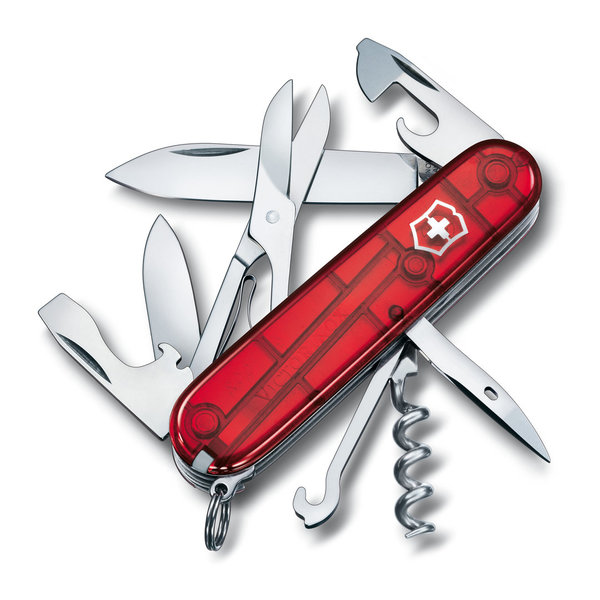 Victorinox Climber rot- transparent - mittleres Taschenmesser mit 14 Funktionen