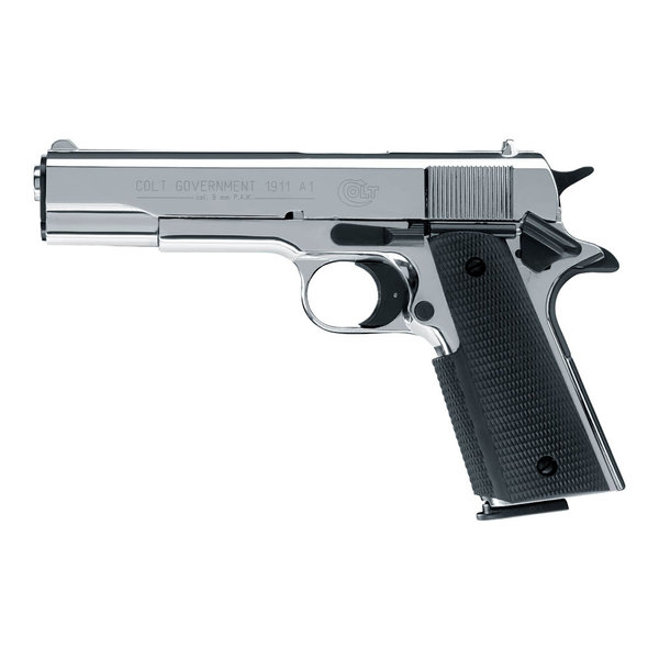 Colt Government 1911A1 9 mm P.A.K,9 mm P.A.K. - Polished Chrome, Schreckschuss Pistole
